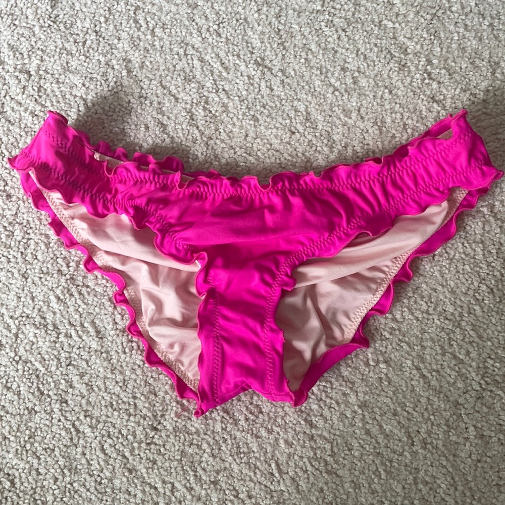 Victoria Secret hot magenta pink ruffle bikini, XS